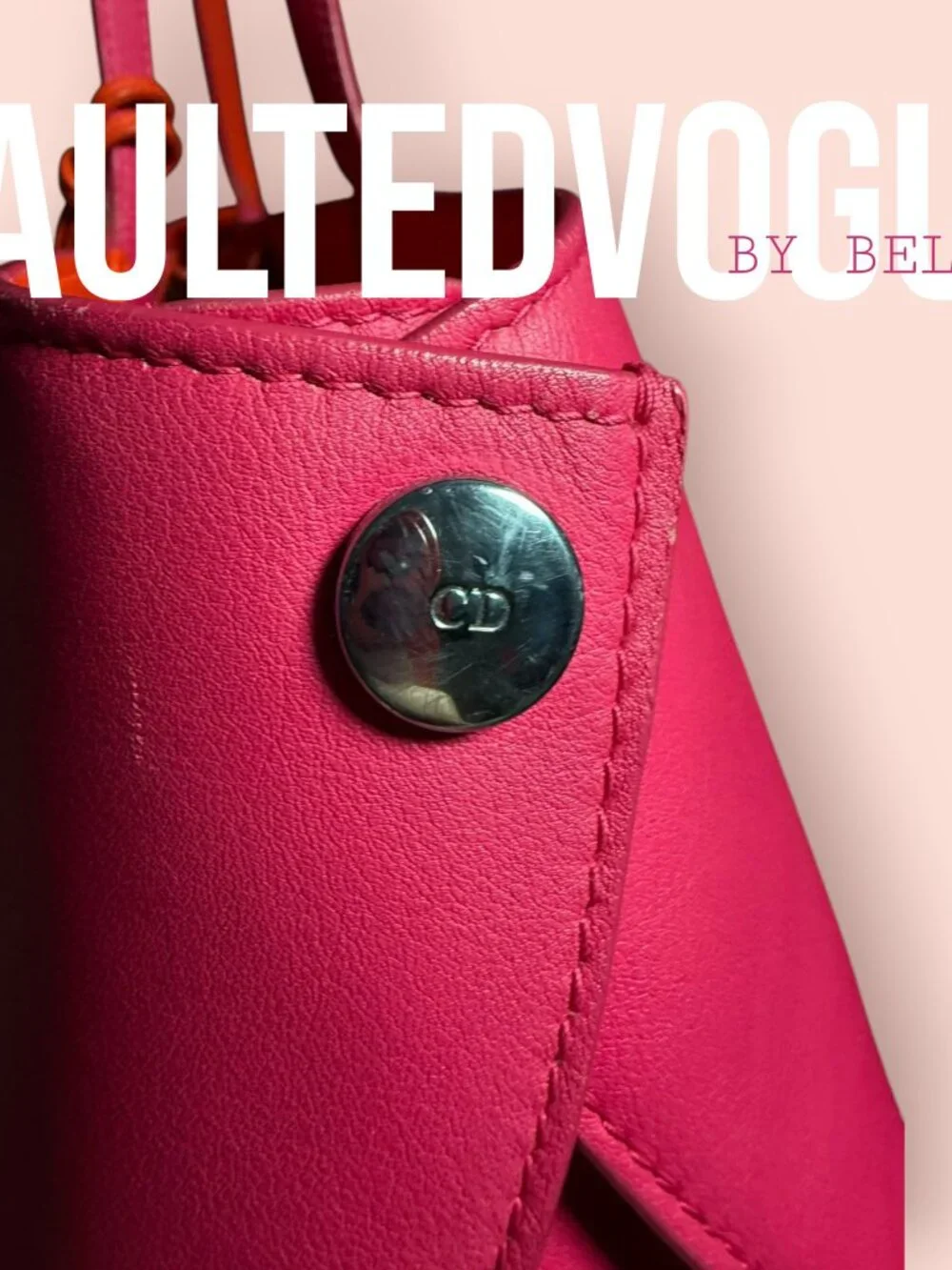 Christian Dior Addict Tote Bag Pink Orange Leather Dior Charm Shoulder Bag Large - Picture 7 of 16